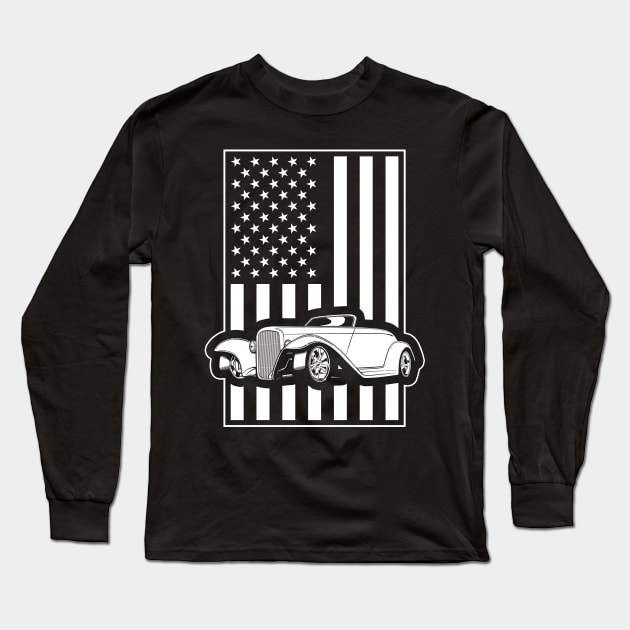 Hot Rod American Pride Flag Long Sleeve T-Shirt by RadStar